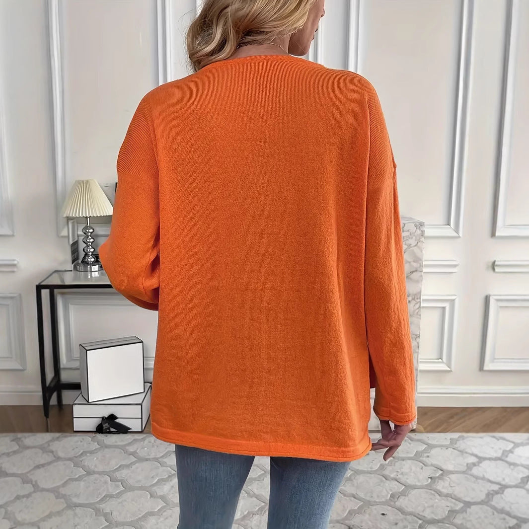 Dame afslappet strikketrøje med V-hals og oversized pasform Stilla