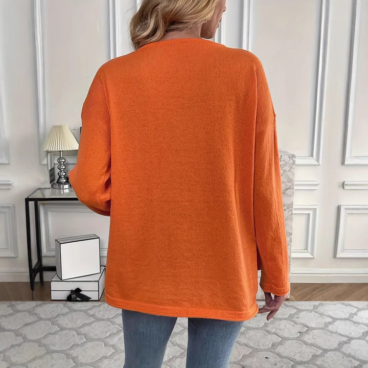 Dame afslappet strikketrøje med V-hals og oversized pasform Stilla