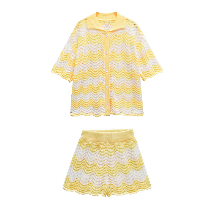 Femme Bølge mønster Strik cardigan Stilla