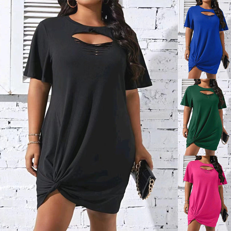 Dame fritidskjole med moderne cut-out-design og sidel Knot Stilla