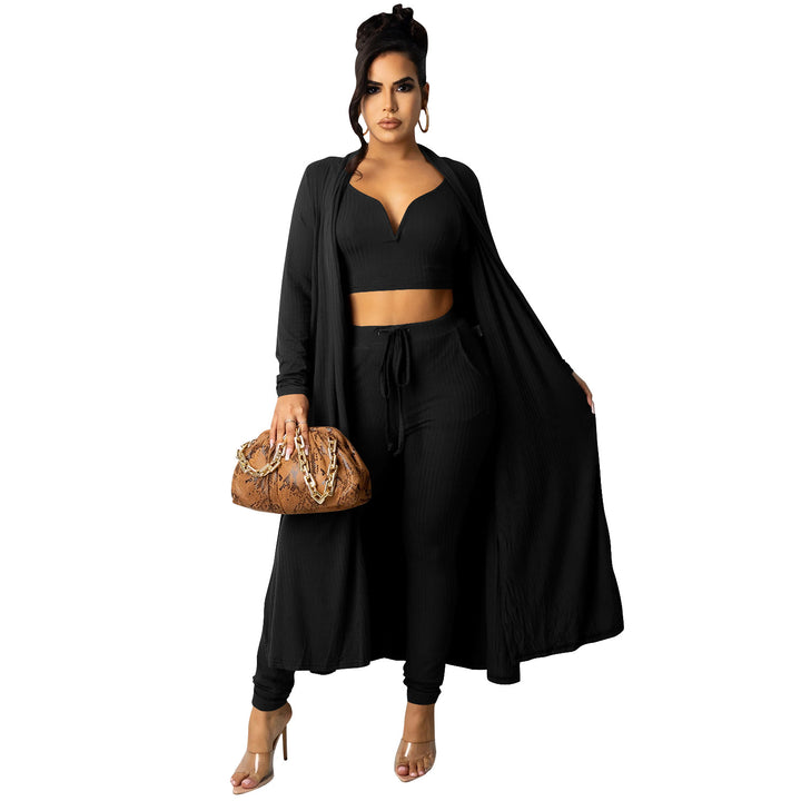 Dame To-delt sæt med crop-top og lang cardigan Stilla