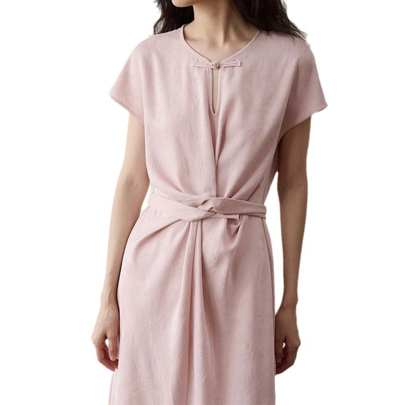 Dame elegant wrap top med dekorativ knude og struktureret stof Stilla