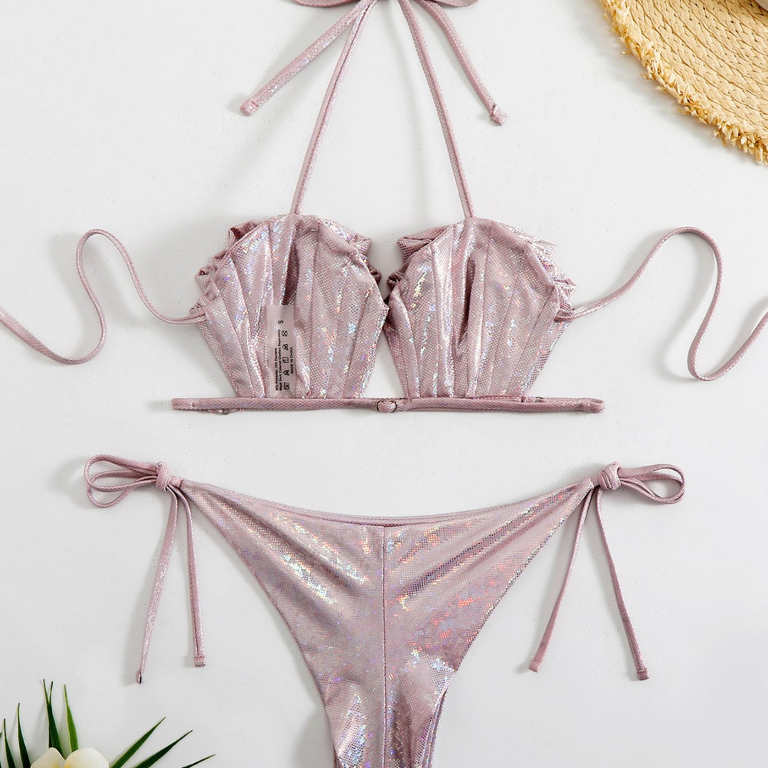 Damer Glitrende Bikini-Sæt i Mesh med justerbare Bånd Skovae