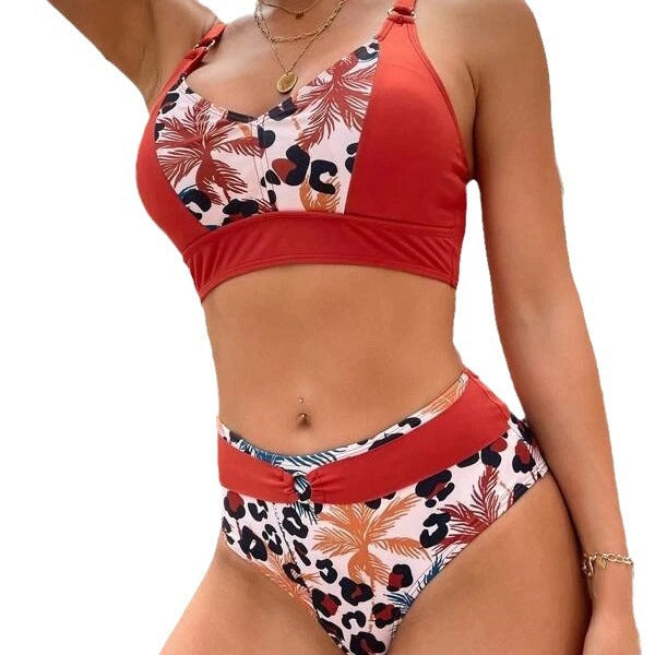 Dame Høj Talje Mønstrede Bikini Sæt Stilla