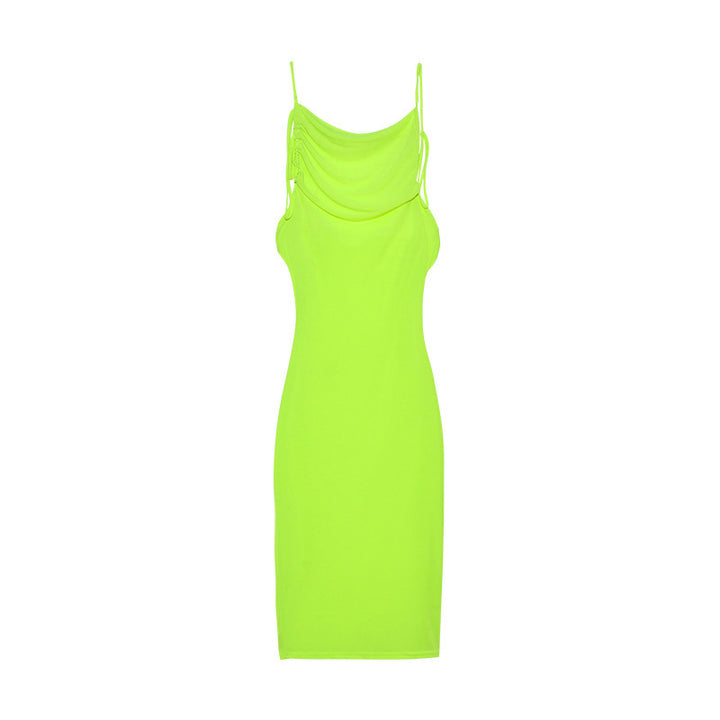 Dame Sleek Rynkning Slip Kjole med justerbare stropper Stilla