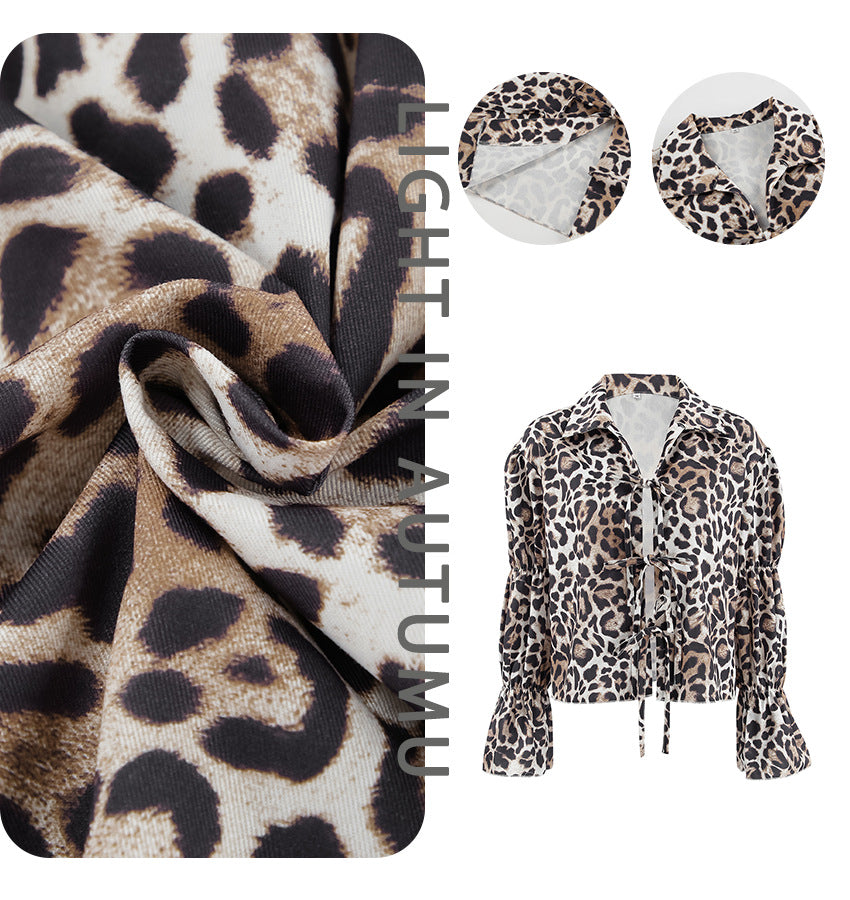 Dame bluse med leopardmønster og voluminøse ærmer Stilla