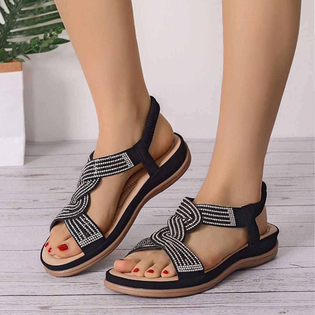 Dame Komfortable Sandaler med funkende Strassdetaljer Stilla