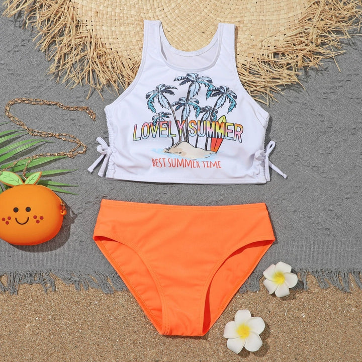 Dame Grafik Crop Top Bikini Sæt Stilla
