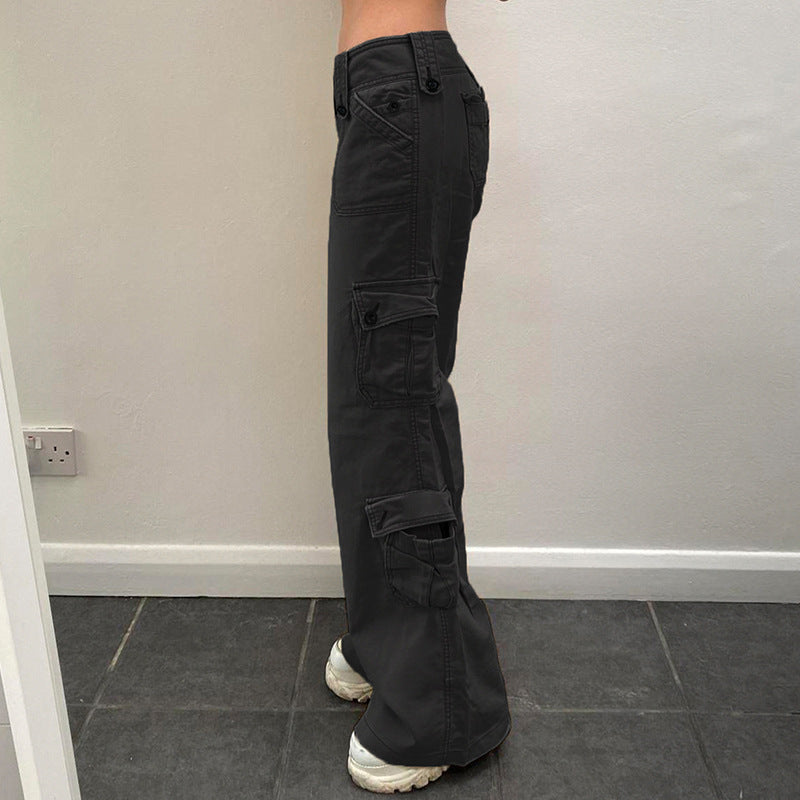 Damen Cargo-Hose mit praktischen Seitentaschen und hohem Bund Skovae