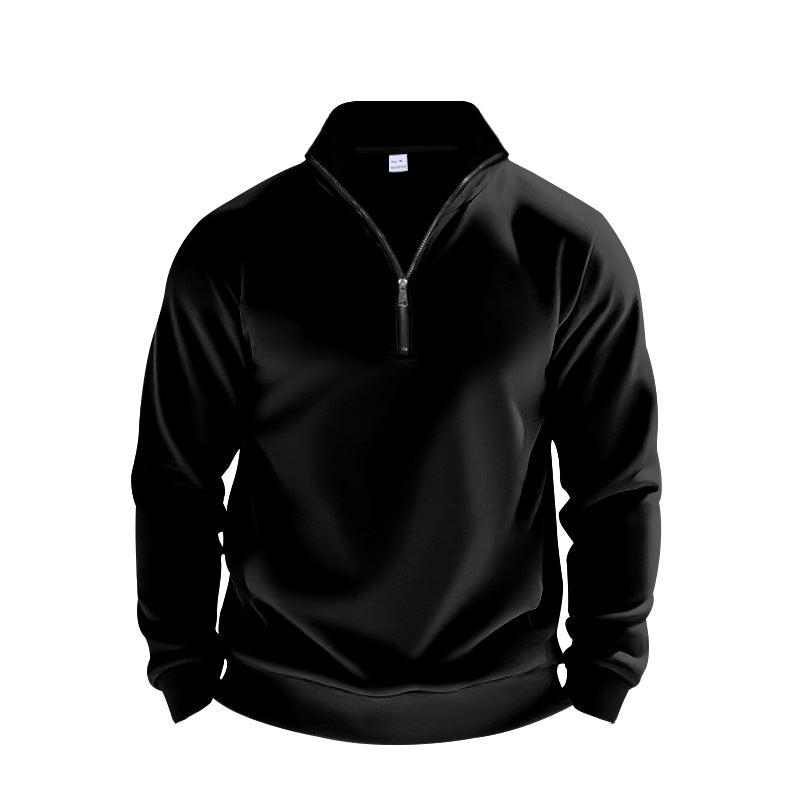 Herrer fleece-pullover med halvmolten lynlås og elastiske manchetter Stilla