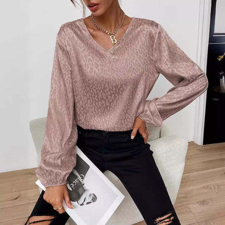 Femme Elegante V-Udskæring Bluse med Ballonærmer Stilla