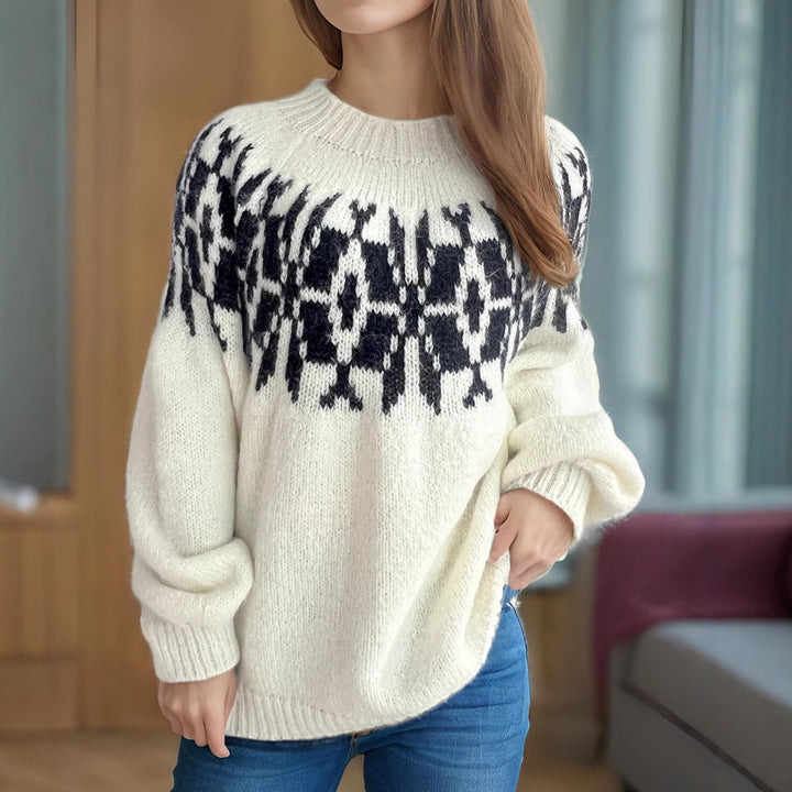 Kvinders behagelige sweater med moderne norsk mønster Stilla
