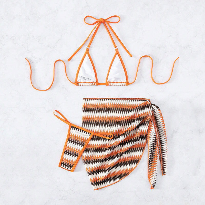 Dame triangle bikini med kreativ zigzag design Skovae