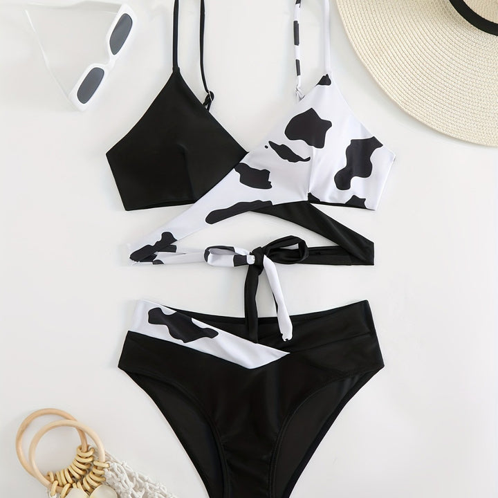 Dame trekant-bikini med sporty knude-design Skovae