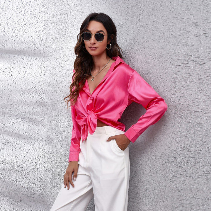Dame elegant satinbluse Stilla
