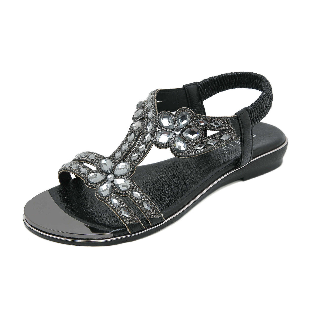 Dame elegante sandaler med funklende dekorationer og komfortabelt fodseng Stilla