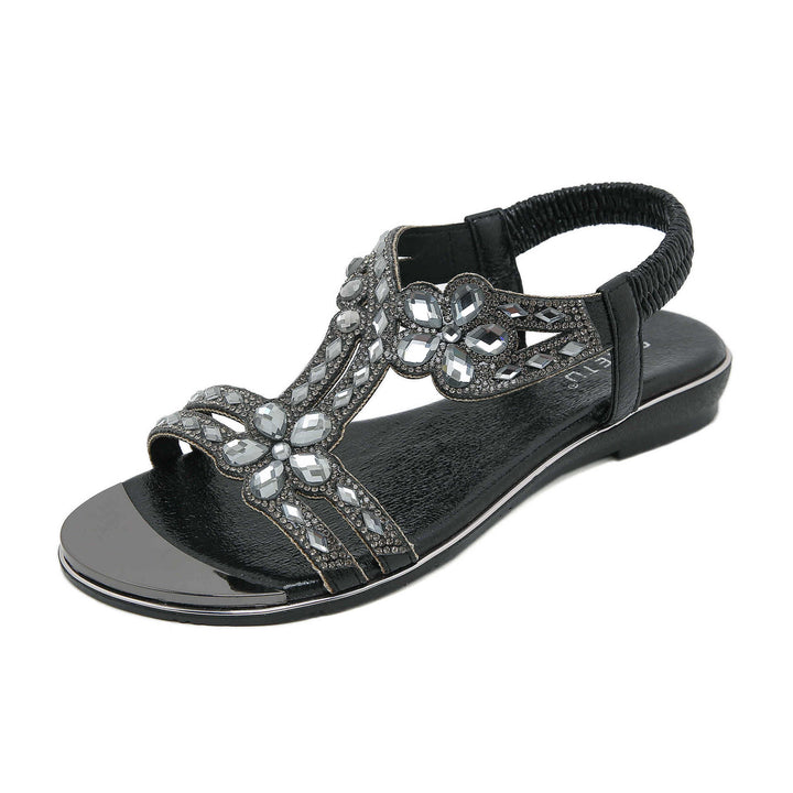 Dame elegante sandaler med funklende dekorationer og komfortabelt fodseng Stilla
