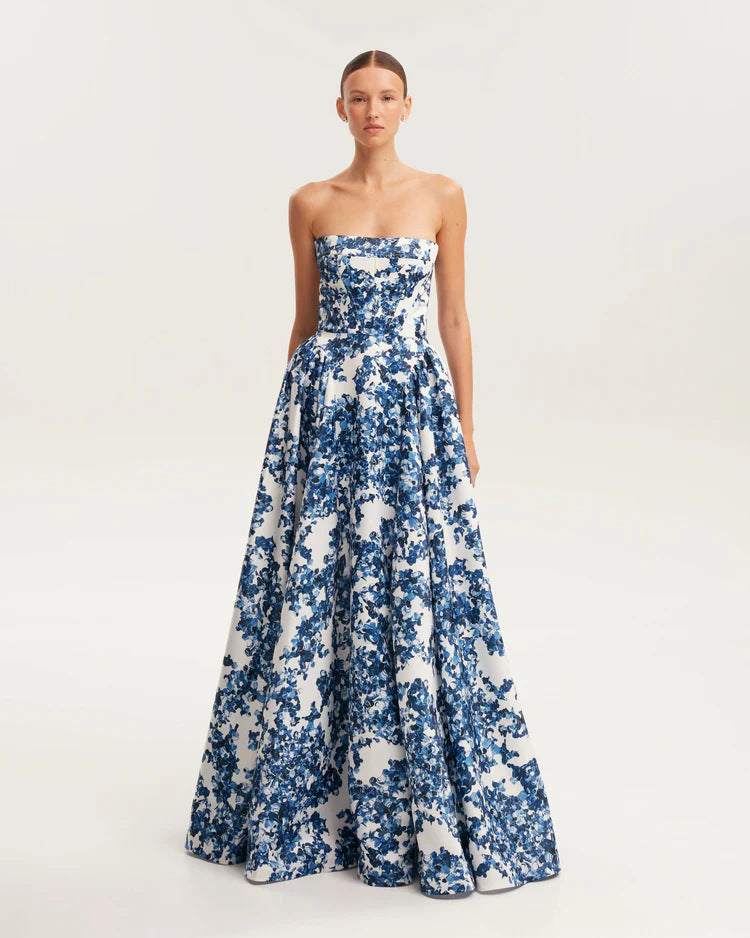 Kvinder Elegant Blomster Mønster Maxi Kjole med Off-Shoulder Design Skovae