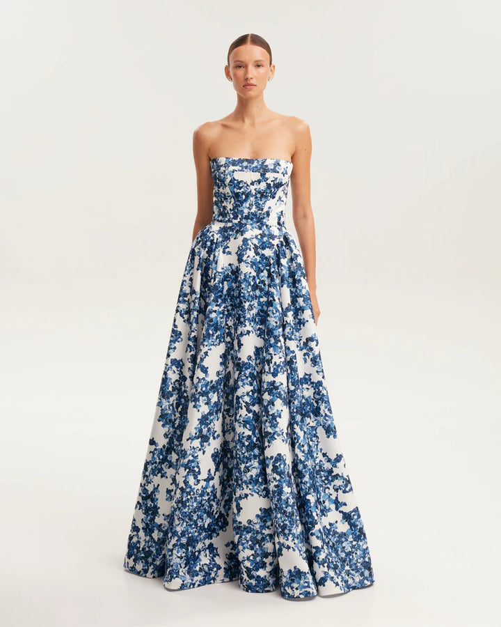 Kvinder Elegant Blomster Mønster Maxi Kjole med Off-Shoulder Design Skovae