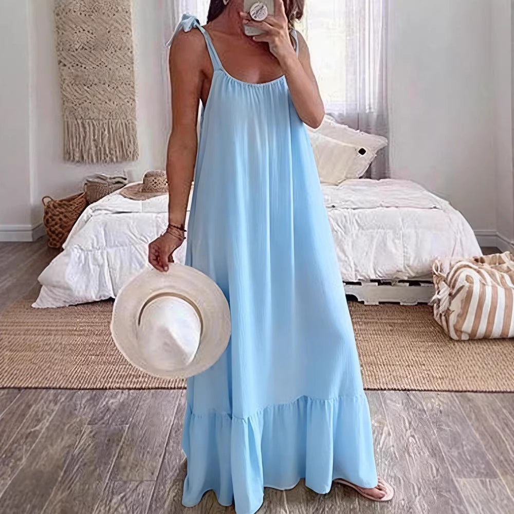 Dame maxikjole med strapless design Skovae