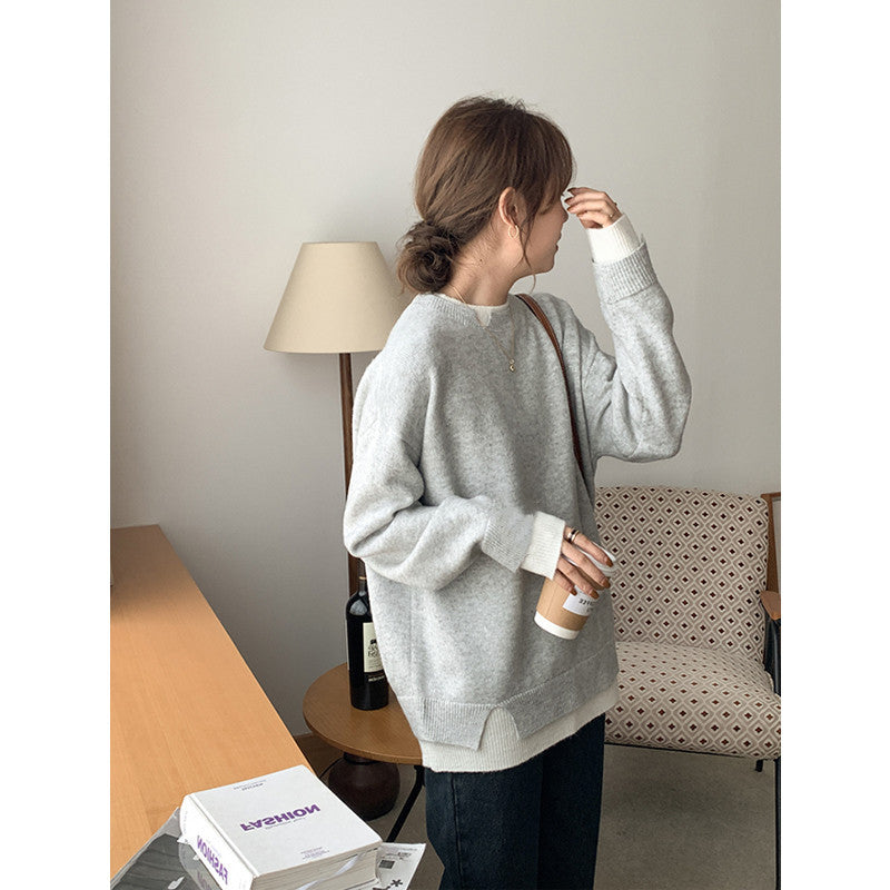 Stilla | Grå og Hvid Oversized Sweatshirt