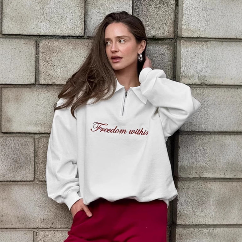 Dame Sweatshirt med høj krave og lynlås Stilla