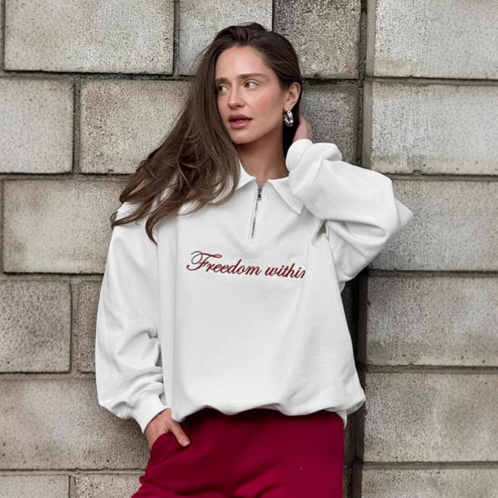Dame Sweatshirt med høj krave og lynlås Stilla