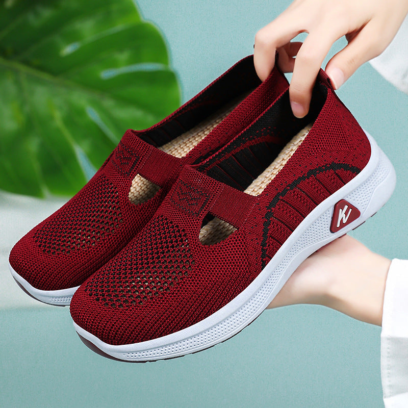Dame Airy Slip-On Fitness Sneakers med åndbart strikovermateriale Stilla
