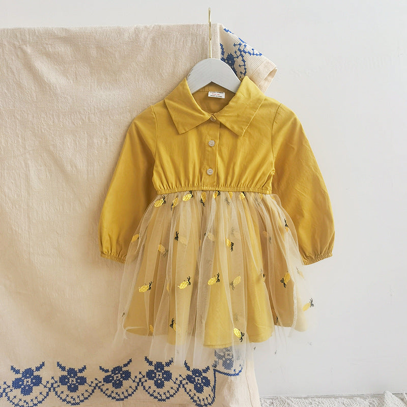 Pige Elegant Floral Broderet Kjole Stilla