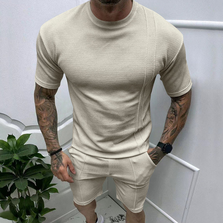 Herrer Sporty kortærmet sæt i åndbart materiale med struktureret design Stilla