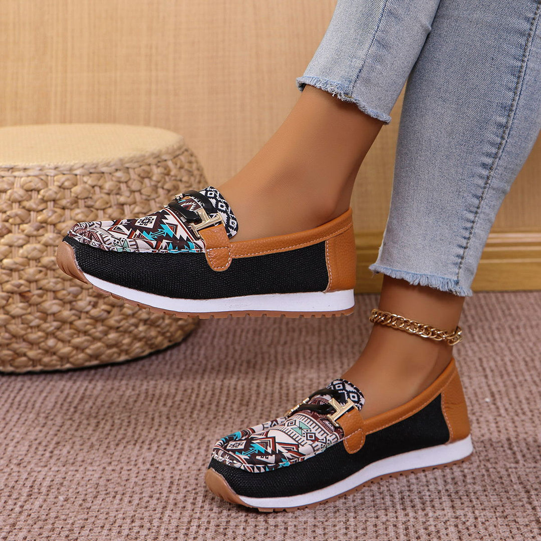 Dame Slip-On Mokasiner med trendy etno-design og polstret sål Stilla