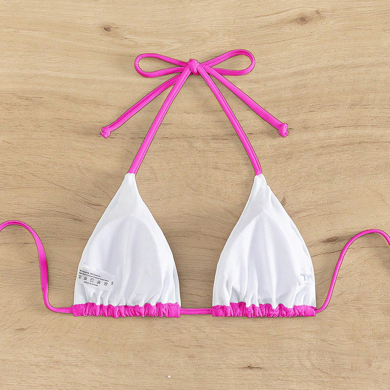 Dame triangel-bikini-top med justerbare stropper og raffinerede bindebånd Skovae