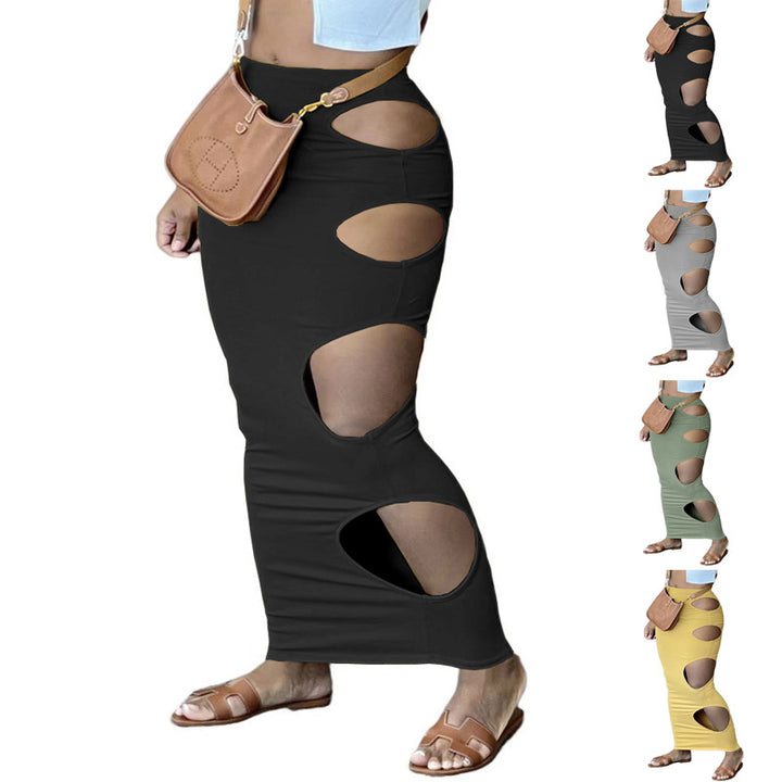 Dame figursyet nederdel med raffinerede udsparinger og elegant maxilook Stilla