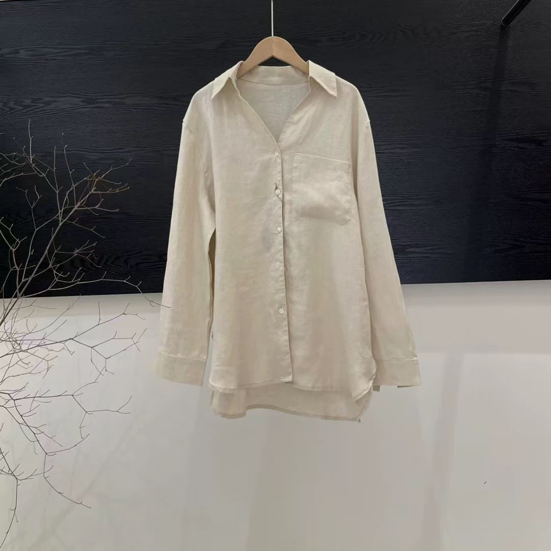 Femme Linned Langærmet Button-Up Skjorte Stilla