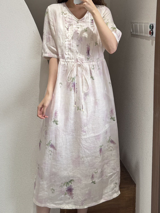 Dame Floral Maxi Kjole med justerbar talje Stilla