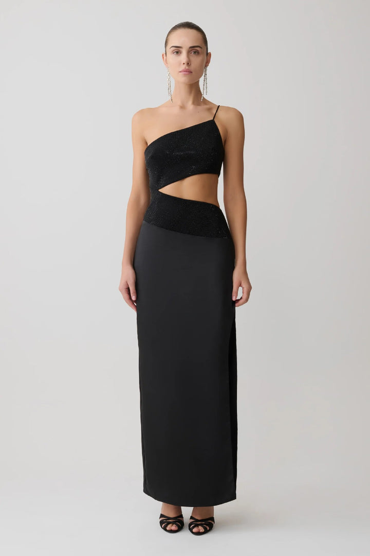 Dame Elegant Maxikjole med asymmetrisk snit og raffineret cut-out Skovae