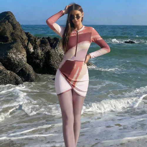 Dame Mode Surfdragt med zip og elegant nederdel Skovae