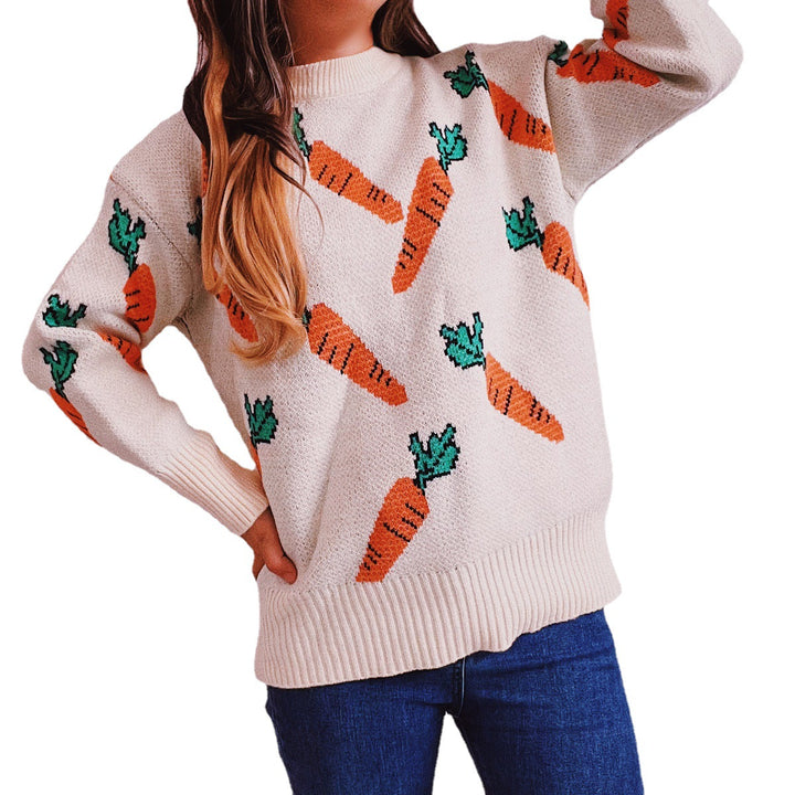 Kvindernes Oversized Strikke Sweater med Gulerodsmønster Stilla