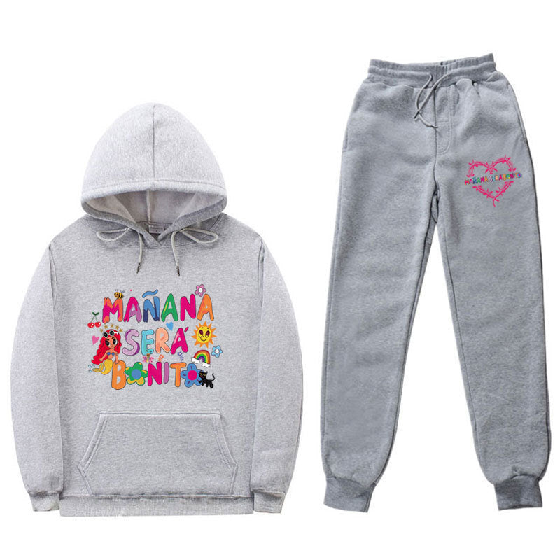 Kvinders sweatshirt og joggingbukser sæt med farverig print Skovae
