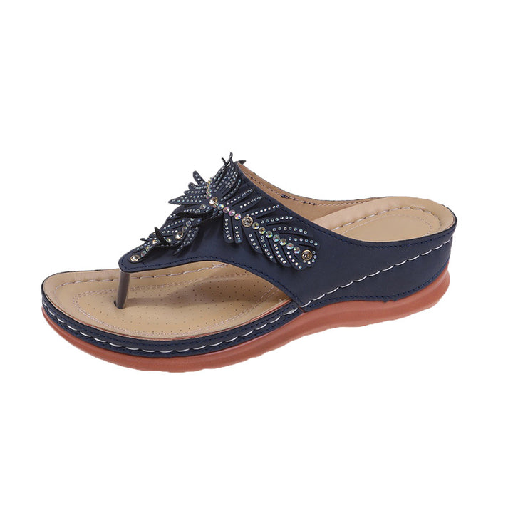 Dame Elegante Tåsplit Sandaler med dekorativt Smykke Stilla