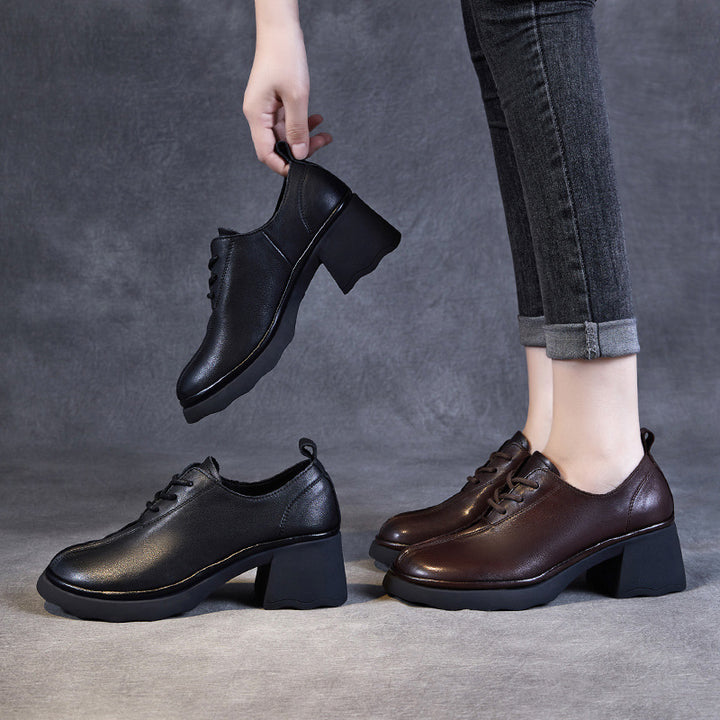 Dame Chunky-hekse-snøre-Oxfords med stilfulde detaljer Stilla