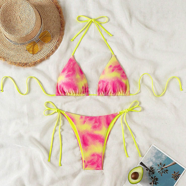 Dame Triangel Bikini med justerbare bindebånd og raffineret flæse-design Skovae