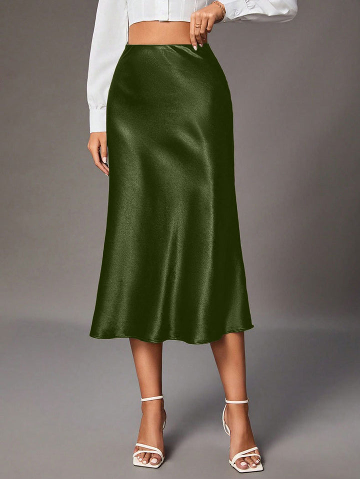 Dame Elegant A-linje Satin nederdel med flydende snit Skovae