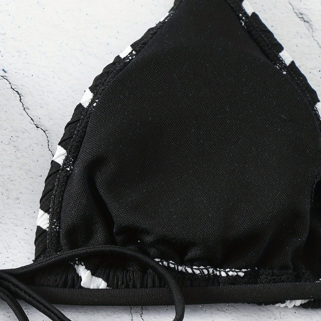 Dame triangel-bikini med raffinerede striber Skovae