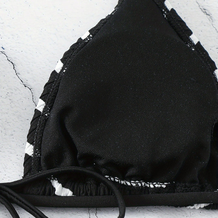 Dame triangel-bikini med raffinerede striber Skovae
