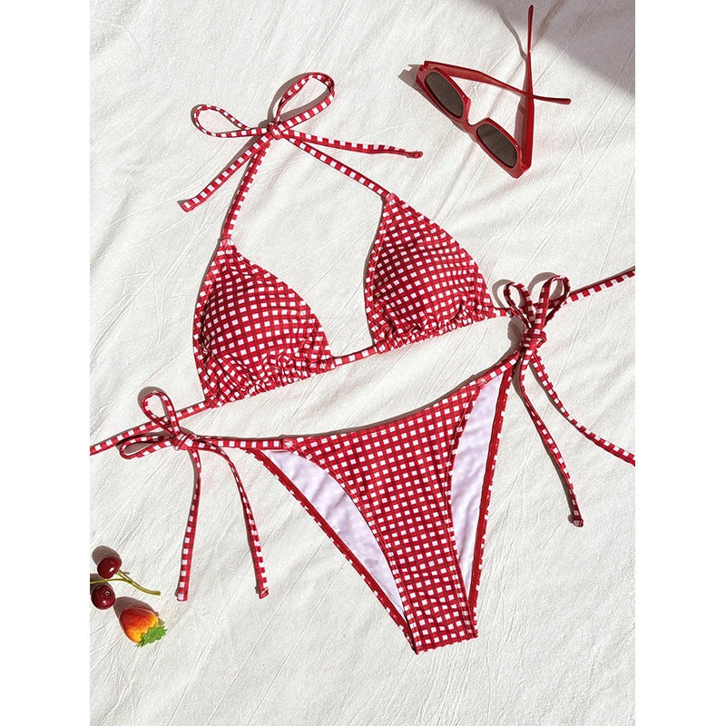 Damen triangle bikini med trendy leopardmønster Skovae
