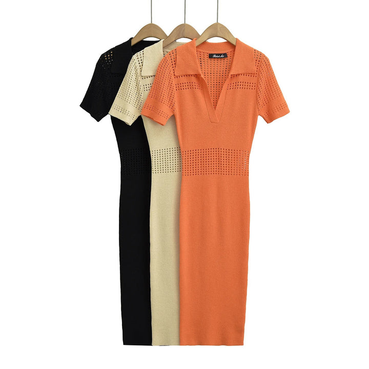 Femme Polo-Style Strik-Maxikjole med åndbart design Stilla