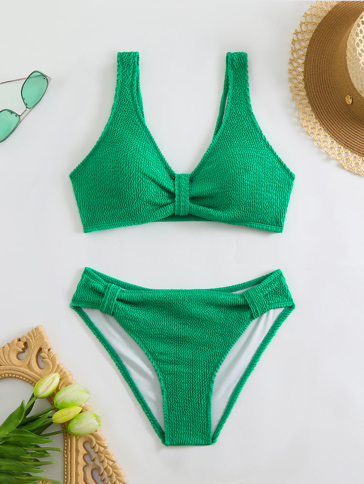 Femme Knoten Bralette Bikini Sæt med højt skåret underdel Stilla