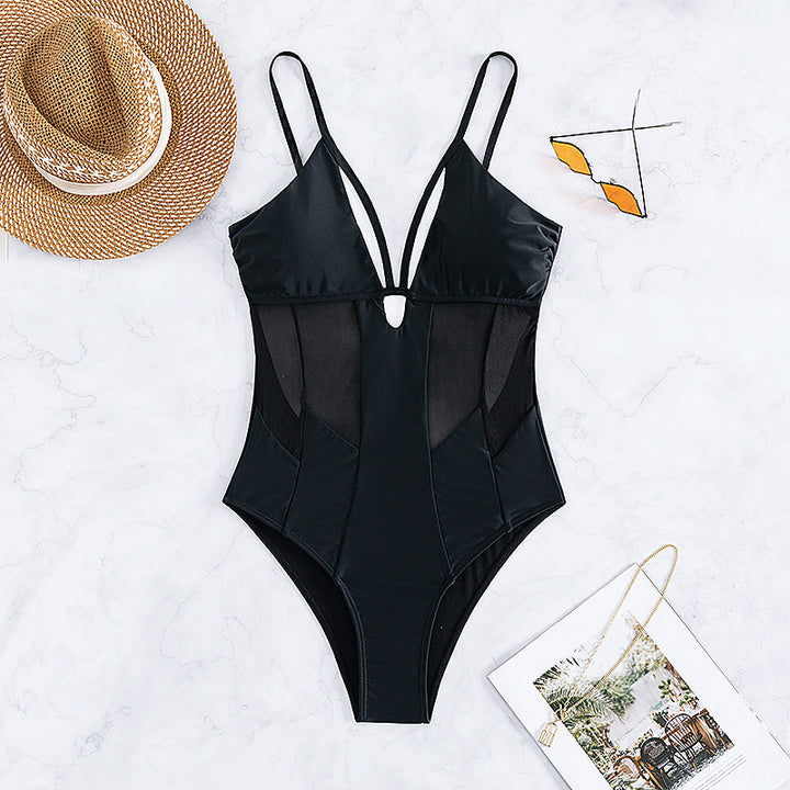 Dame Mesh-panel Monokini badedragt Stilla