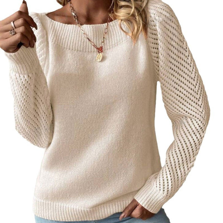 Kvindes strikket sweater med fashionable hulærmer og rund hals Stilla